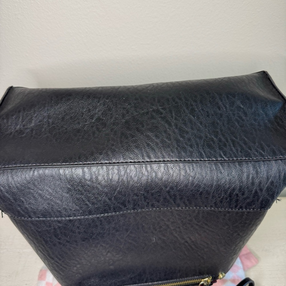 Black Vegan Leather Tote Bag with Red Interior - Picture 8 of 8